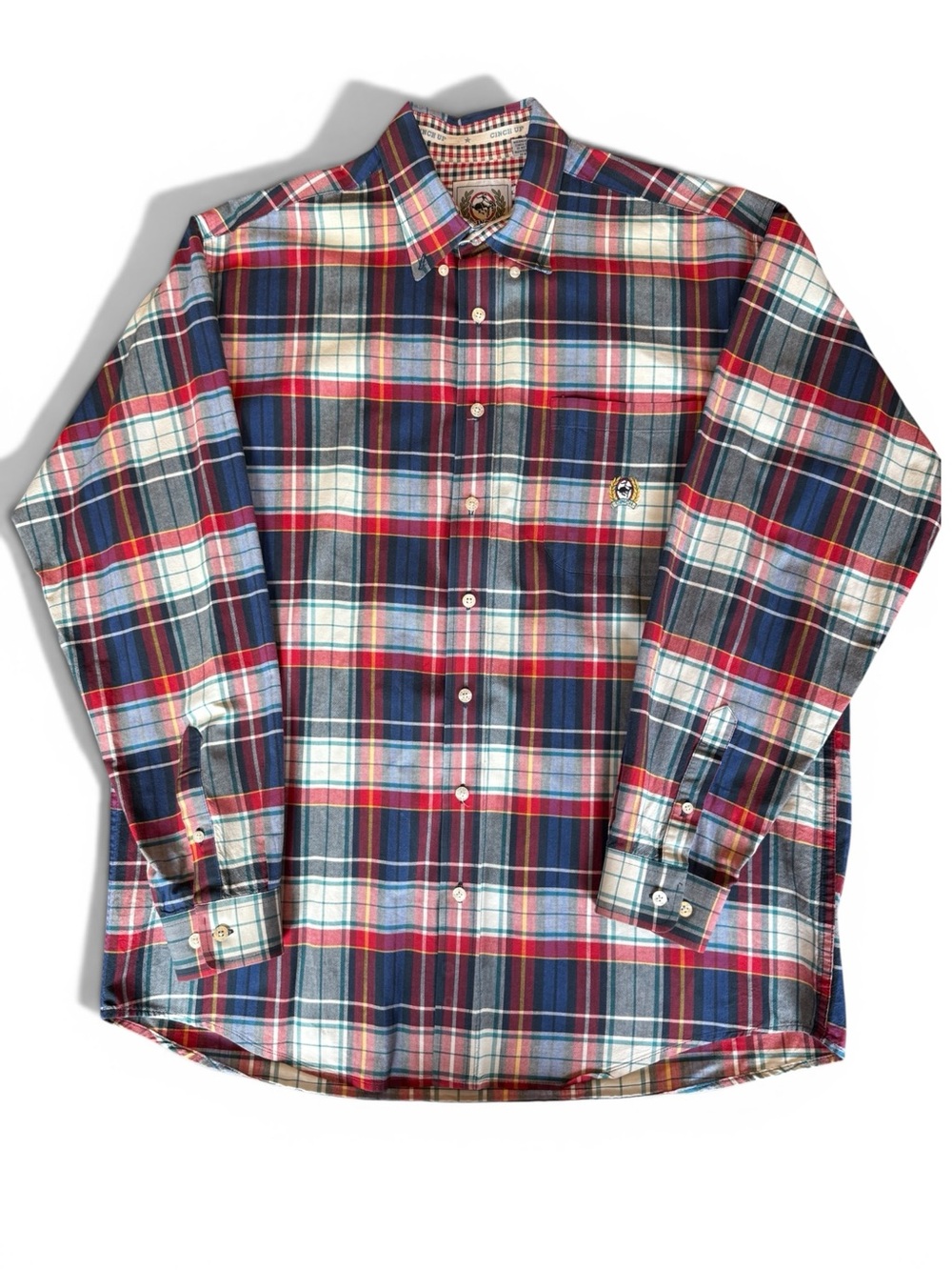Cinch Mens Red, Blue & White Plaid Button-Down Shirt